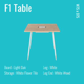 F1テーブル 幅75cm ライトオーク x ホワイトウッド