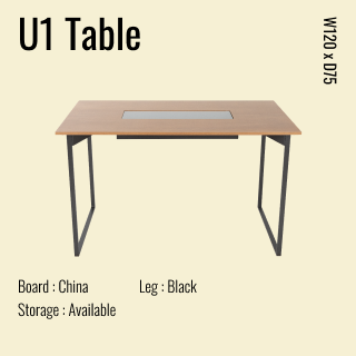 U1テーブル 幅120cm グレー x ホワイト